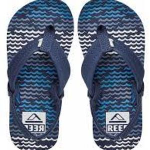 NWOT Reef Boys Ahi Sandals, Blue Horizon Waves, 7/8 Little Kid